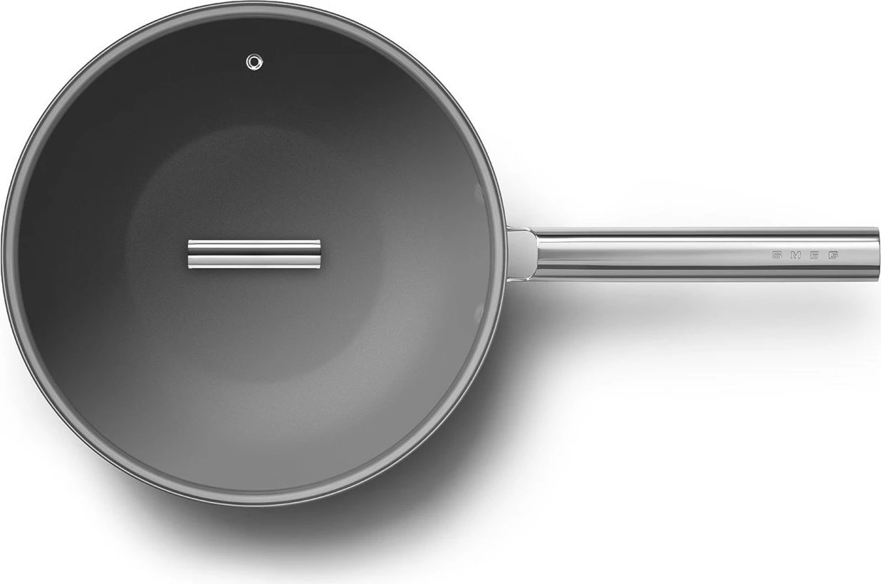 Wok SMEG CKFW3001RDM 30cm, 5.2L, alumini, dorezë inoksi, e kuqe