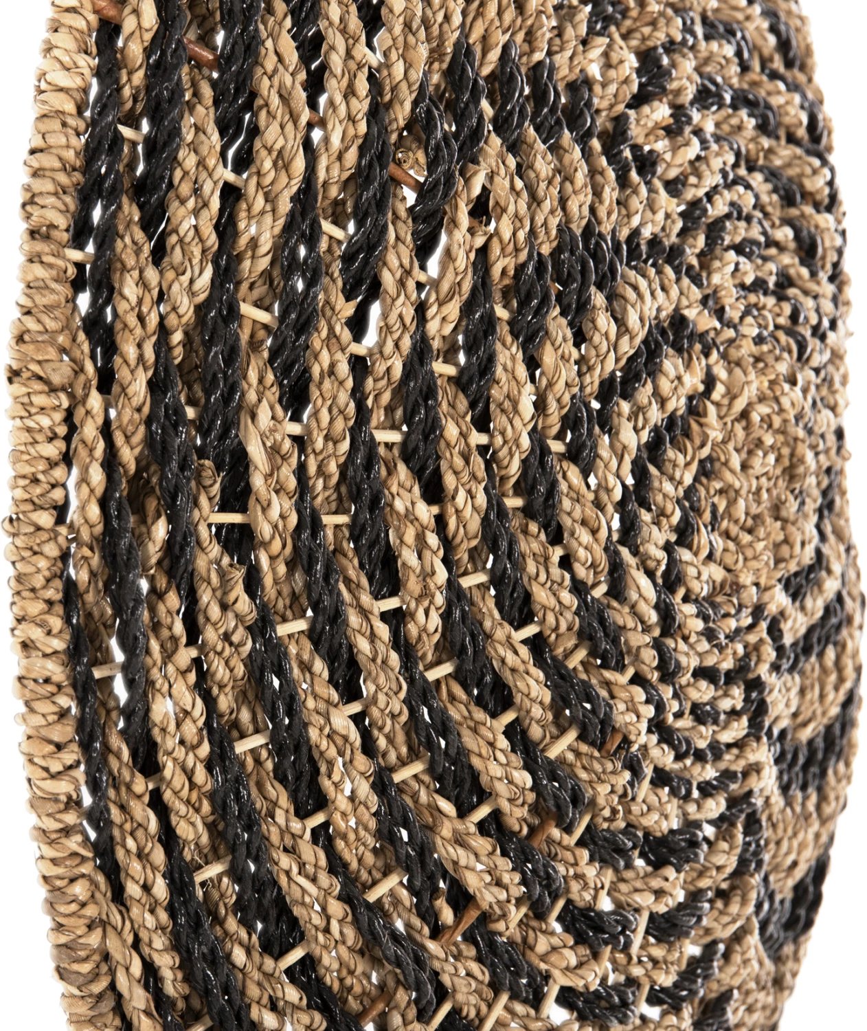 Dekor muri i rrumbullakët, pamje spirale, ngjyrë natyrale dhe e zezë, FH7830.02, Φ61x3cm