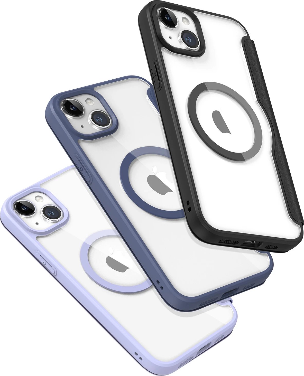 Mbështjellës me kapak magnetik MagSafe, Dux Ducis, Skin X Pro, për iPhone 15, me qëndrim dhe xhepa për karta/portofol, e zezë