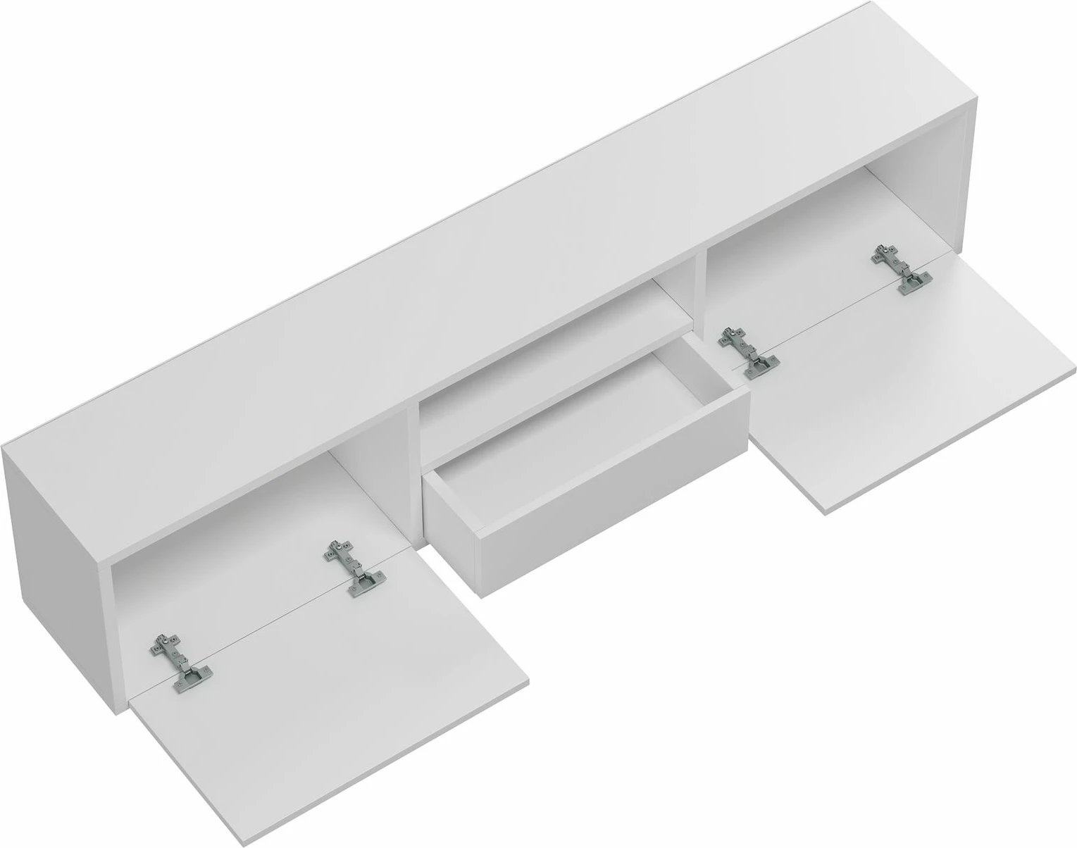 Komodë TV Skye Decor, 1312-DROP-32, e bardhë, e zezë, argjend