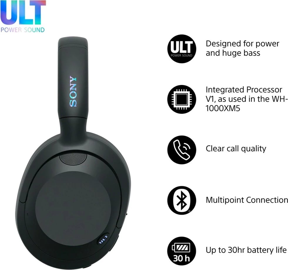 Kufje Sony ULT WEAR WHULT900NB, Bluetooth, Noise Cancelling, të zeza