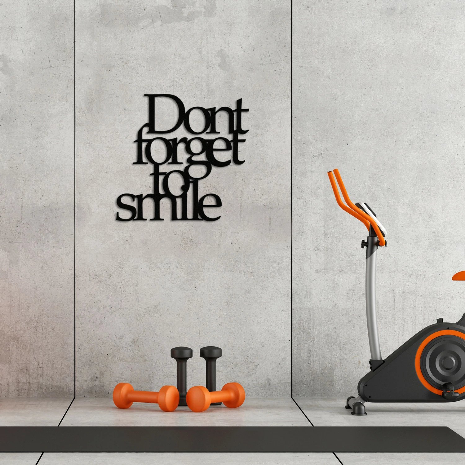 Aksesor dekorativ metalik për mur, Wallity, Don’t forget to smile, ngjyrë e zezë, 70x67cm