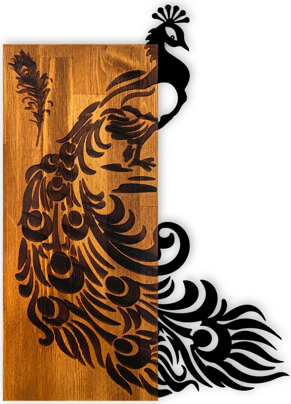 Aksesor dekorativ prej druri për mur, Wallity, pallua, ngjyrë arre dhe e zezë