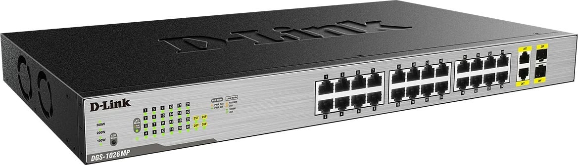 Switch D-Link DGS-1026MP 24x Gigabit PoE, 2x SFP, L2 Smart, desktop