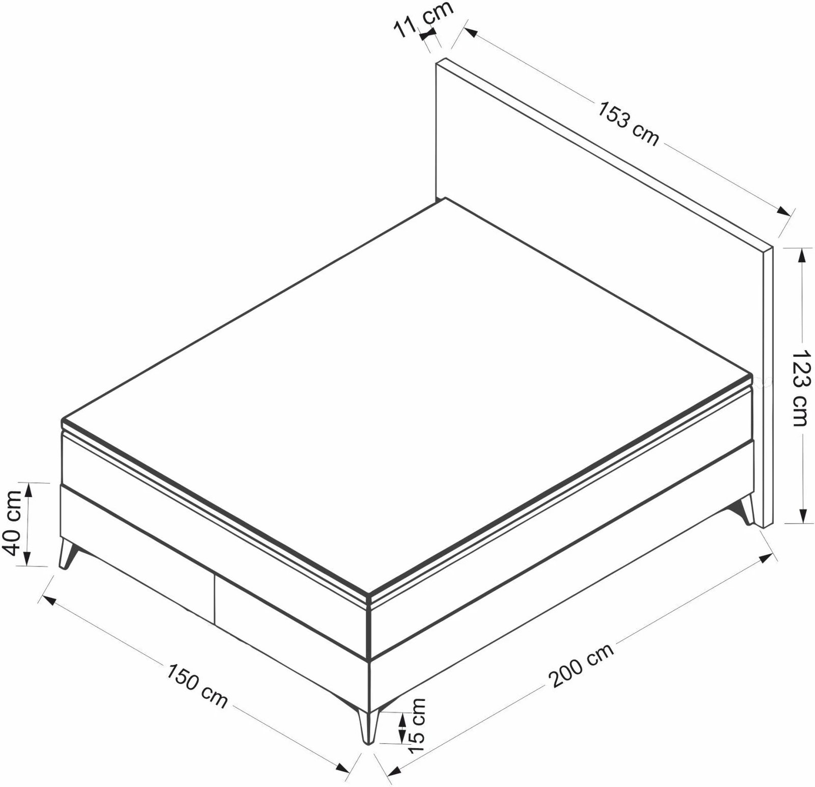 Baze dhe shtrat dopio me taban, ngjyrë bezhë, Skye Decor, 150x200cm