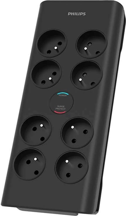 Prizë me mbrojtje nga mbingarkesa Philips SPN7080BA/60, 8 dalje, 2m, e zezë