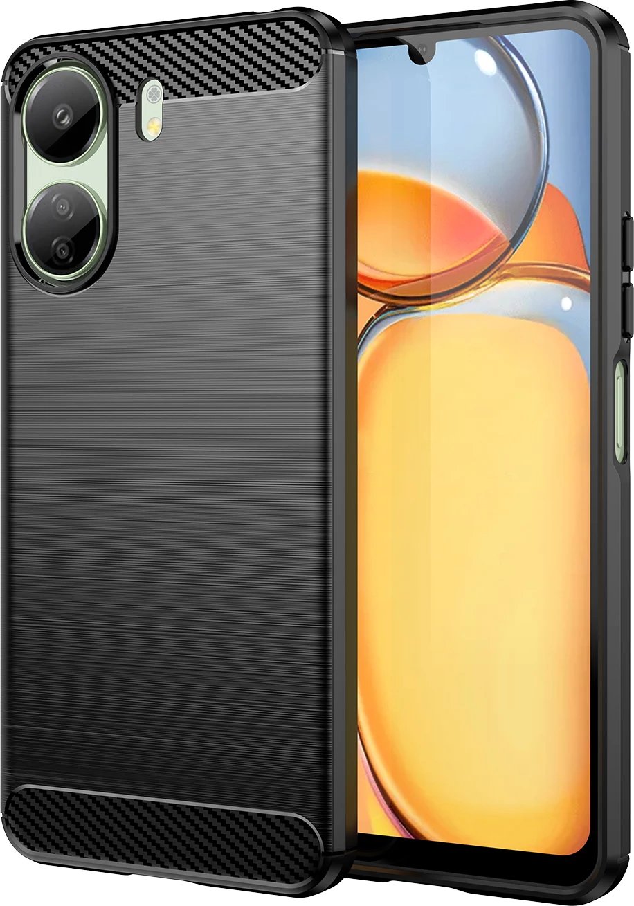 Mbështjellës Hurtel Carbon Case për Xiaomi Redmi 13C, TPU, i zi