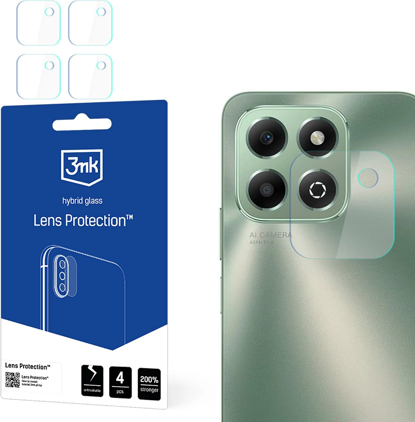 Mbrojtës kamere 3mk Protection për Honor X6/X6B, set 4 copë, transparent