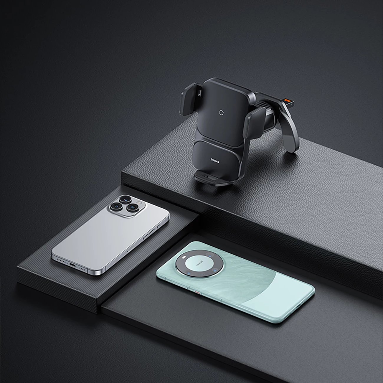 Mbajtës automatik Baseus Wisdom CGZX000001 me karikues wireless 15W, për grilë, i zi