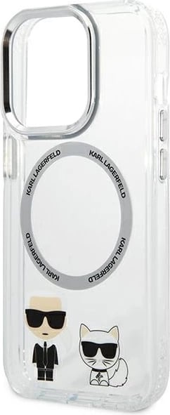Mbështjellës Karl Lagerfeld Karl & Choupette Aluminum Magsafe për iPhone 14 Pro Max 6.7", Transparent