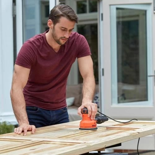 Lëmues orbital BLACK+DECKER BEW210, 14000 RPM, Portokalli, Zi