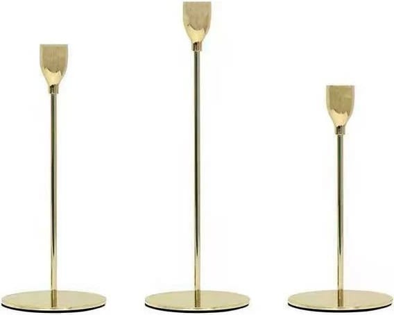 Mbajtëse qirinjësh NEXT Set 3 Copë, Metal, Rozë e Artë