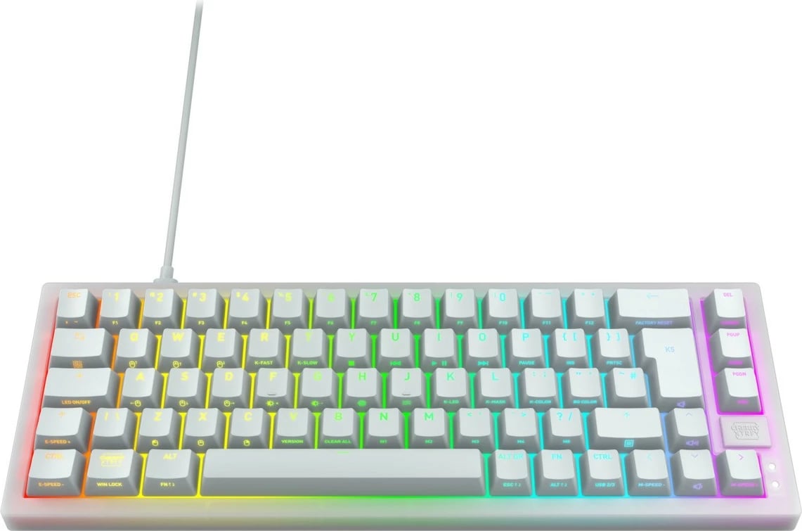 Tastierë mekanike Cherry K5V2 Compact, RGB, 65%, QWERTZ, e bardhë