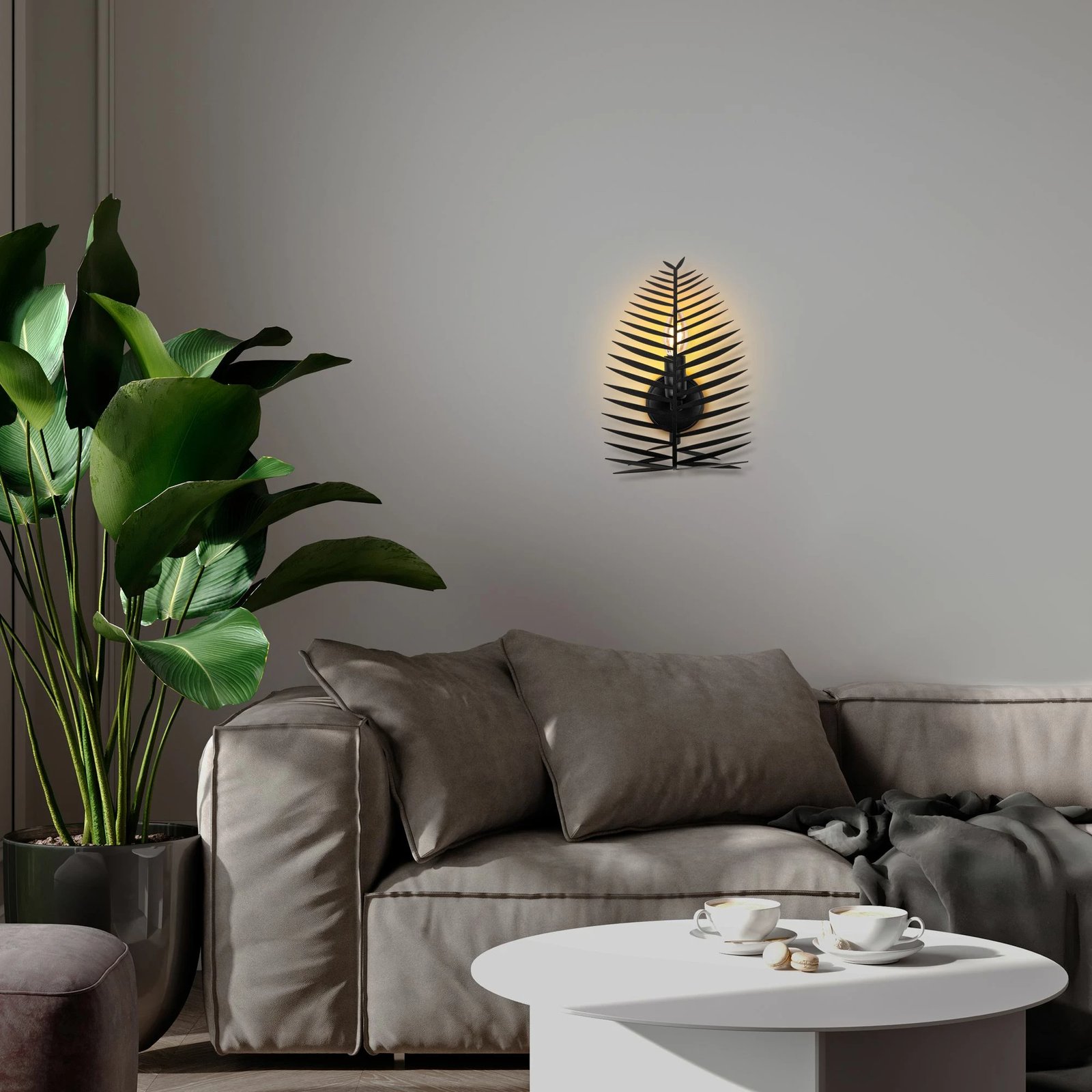 Llambë muri Opviq, Leaf, ngjyrë e zezë, 20x30x8 cm Llambë muri Opviq, Leaf, ngjyrë e zezë, 20x30x8 cm