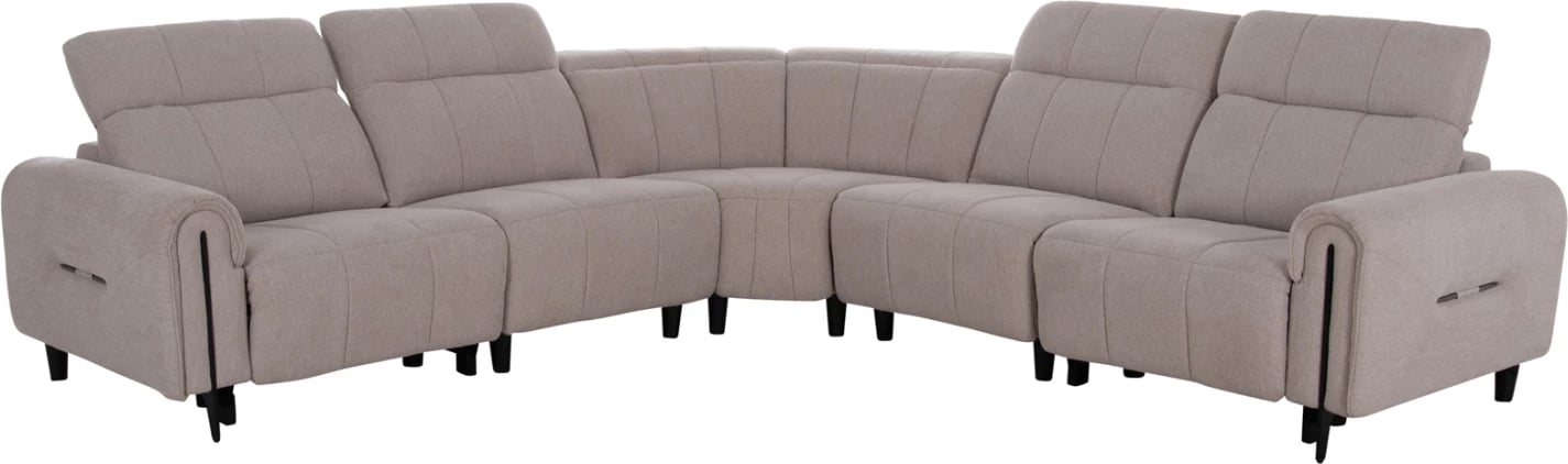 Këndore e madhe me 5 pjesë, 2 ulëse me recliner elektrik, ngjyrë bezhë, ORACLE FH3290.02, 293x293x98cm