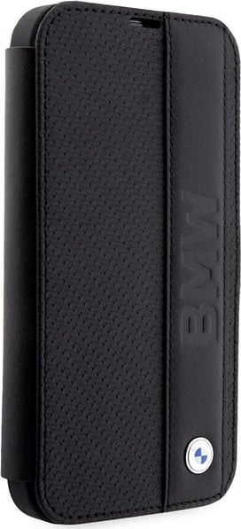 Mbështjellës BMW BMBKP14L22RDPK për iPhone 14 Pro 6.1", Leather Textured&Stripe, e zezë
