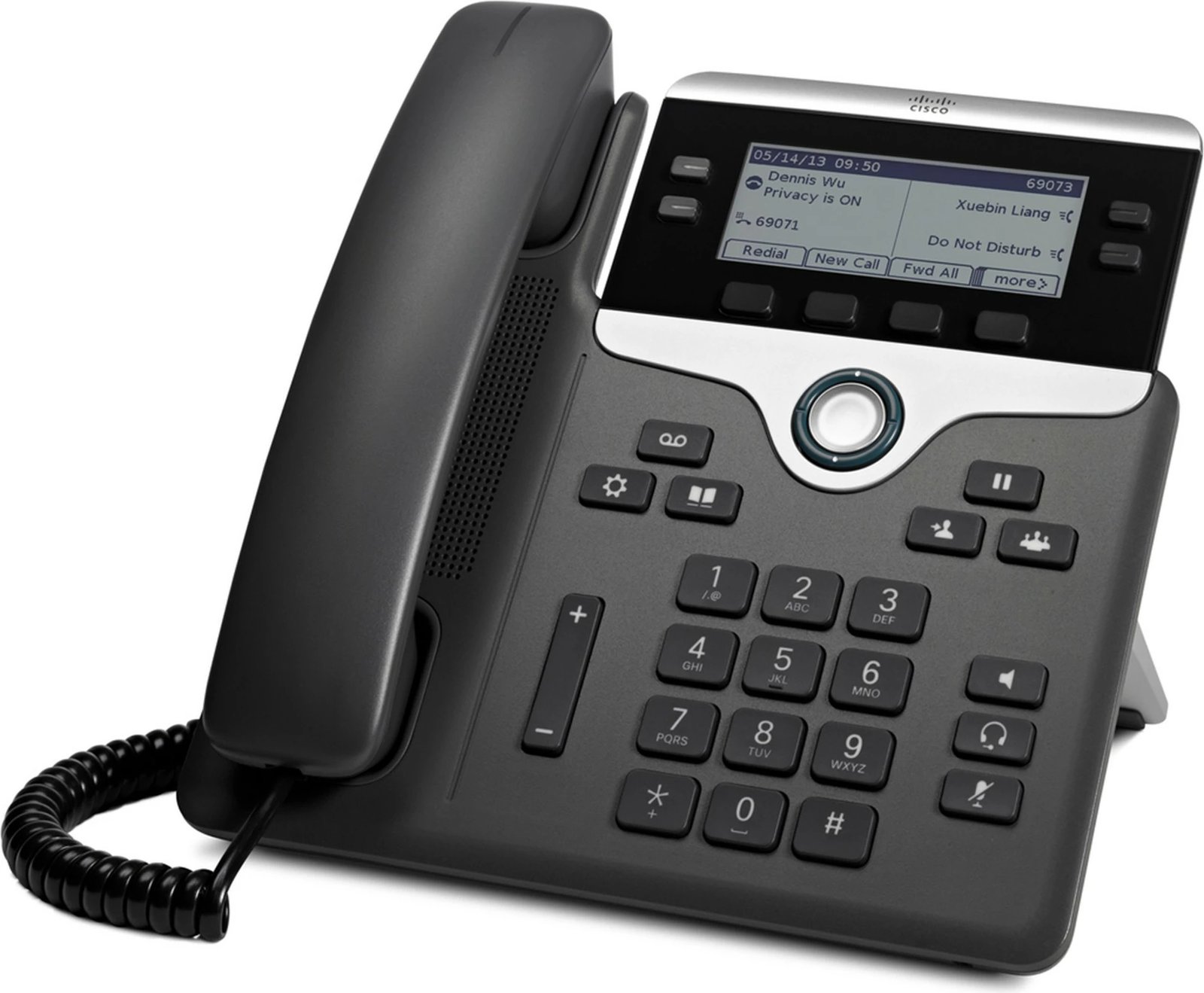 Telefon IP Cisco 7841, 4 linja, ekran 3.5 inç, PoE, zi/argjendtë