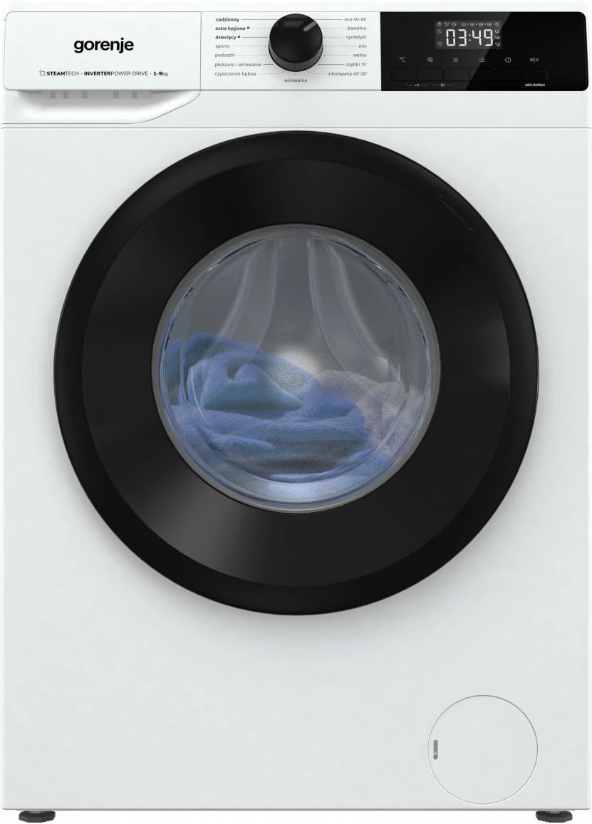 Lavatrice Gorenje WNHPI94A1PS/PL 9 kg 1400 rpm klasë energjie A ngarkim frontal freestanding bardhë-e zezë