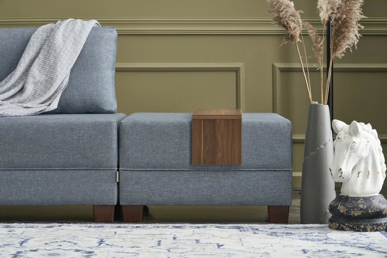 Kënd-sofë krevati Fly, ngjyrë kaltër, Atelier del Sofa, kënd majtas