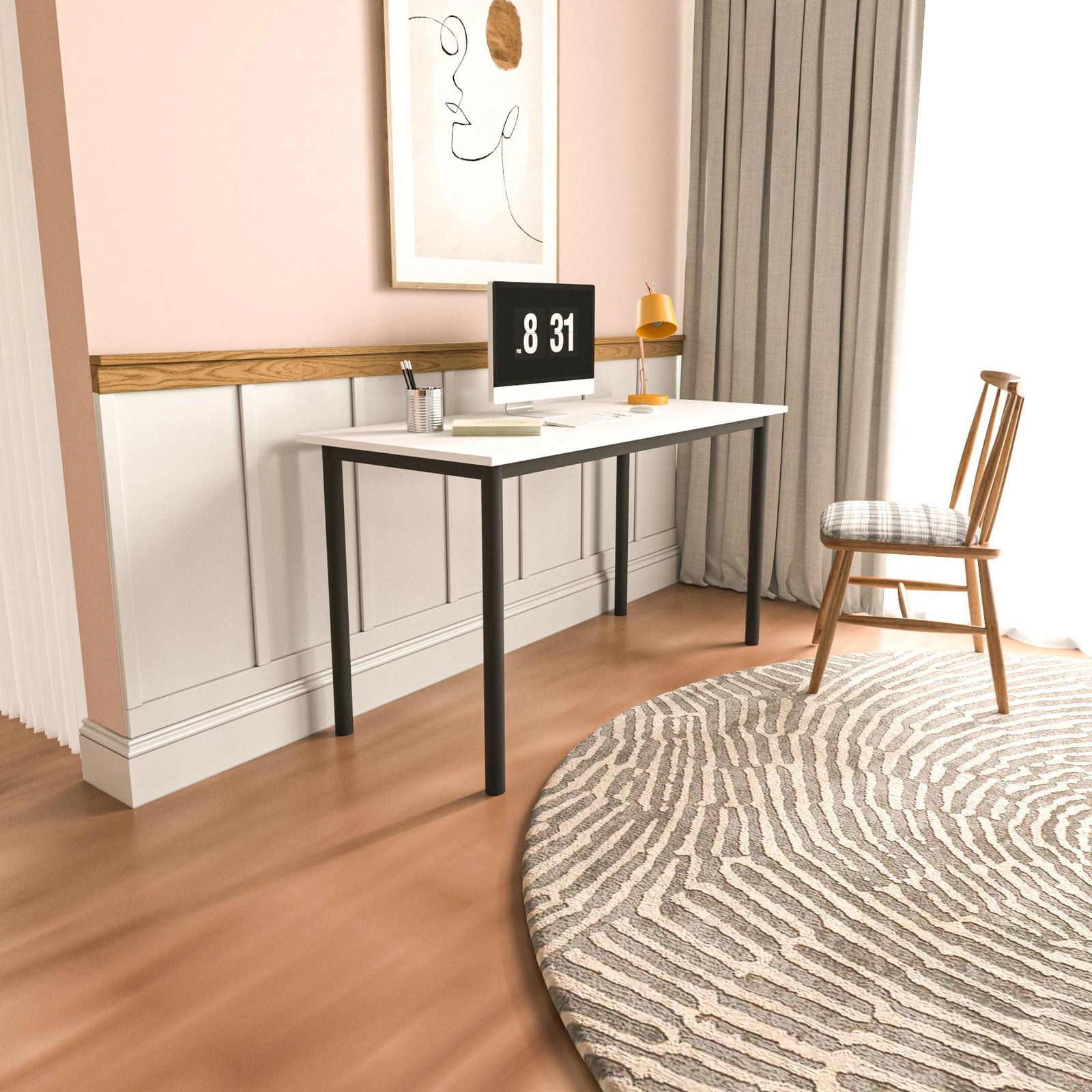 Tavolinë pune për studim, Hanah Home Viva, 110x55, e zezë, e bardhë