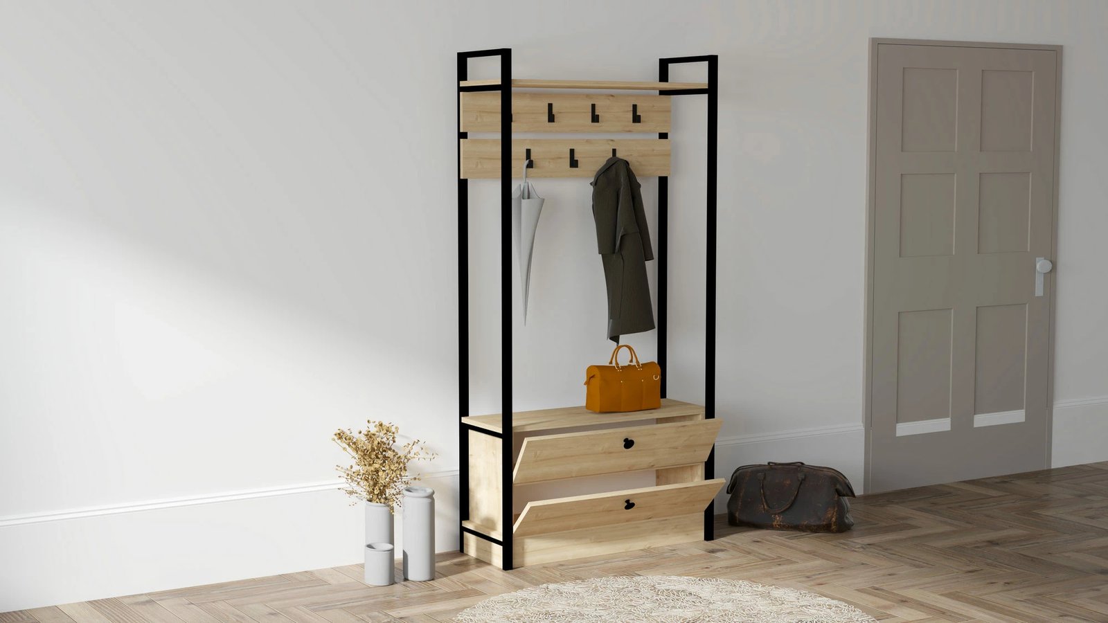 Stendë për korridor Hanah Home, Manolya, ngjyrë safir dhe e zezë