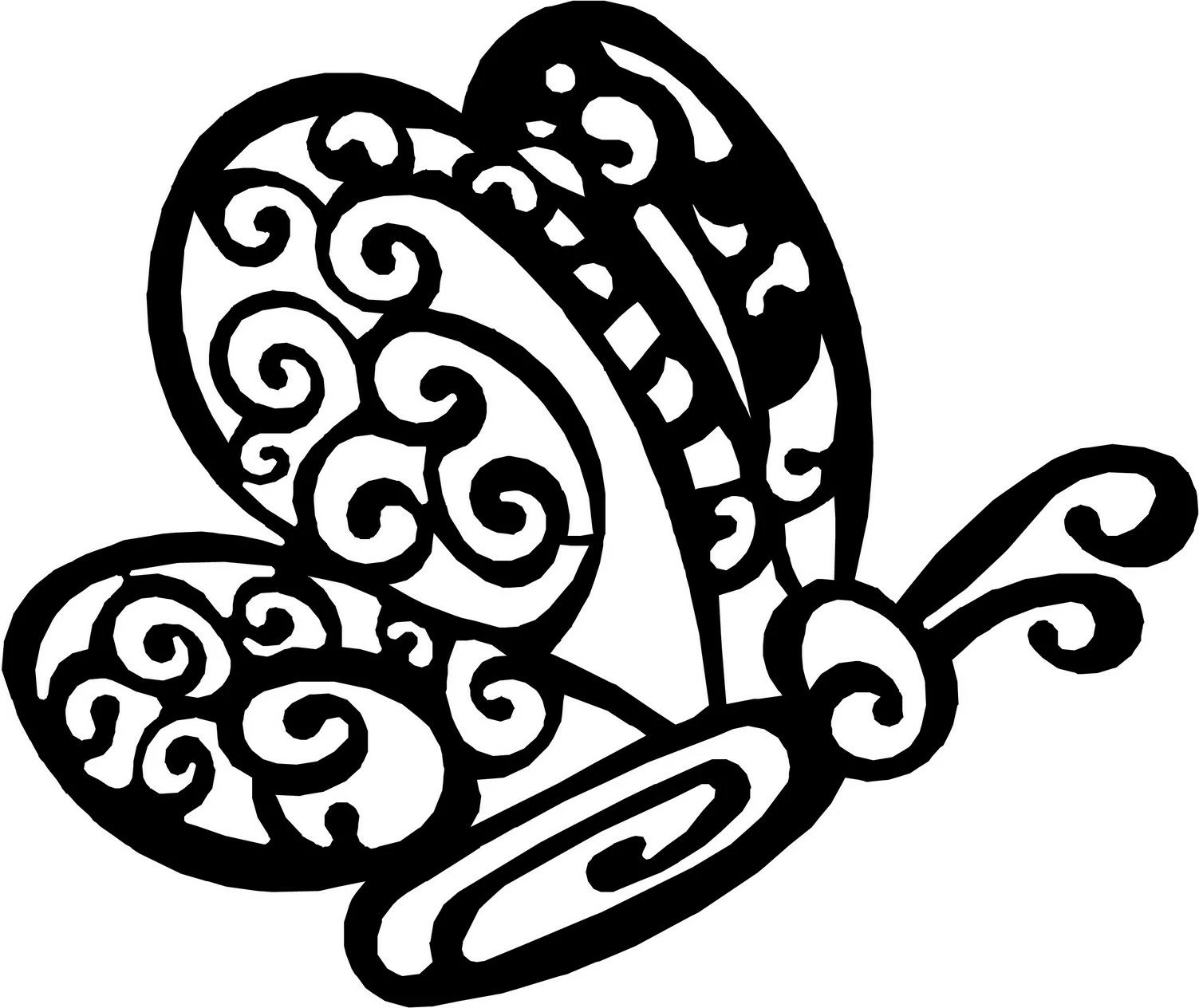 Aksesor dekorativ metalik për mur, Wallity, Kelebek, ngjyrë e zezë, 59x50cm