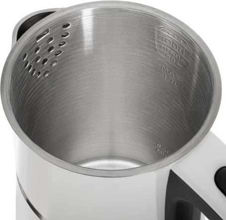 Çajnik elektrik, Adler, AD1355W, 1.7 L, 2200 W, mure të dyfishta, çelik inox brenda, bazë 360°, bardhë-e zezë