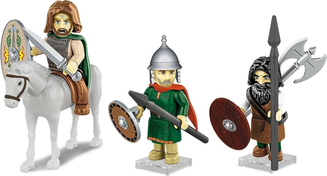 Set blloqe ndërtimi, Cobi, COBI-20075 Germanic Warriors, 45 pjesë, 3 figurina + kalë, seria Historical Collection Imperium Romanum, 6+ vjeç