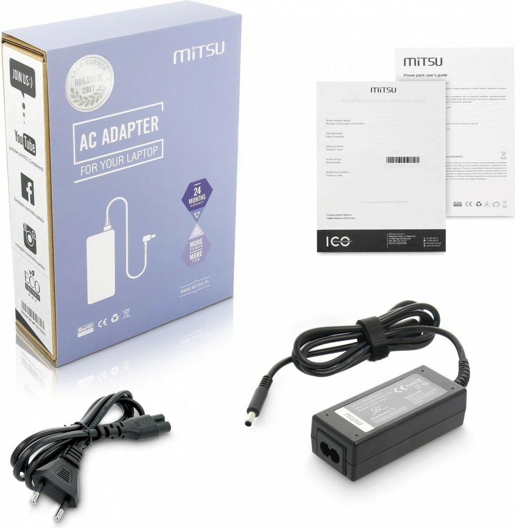 Furnizues energjie Mitsu ZM/DEL195231C për Dell, 19.5V 2.31A, 45W, 4.5x3.0 mm