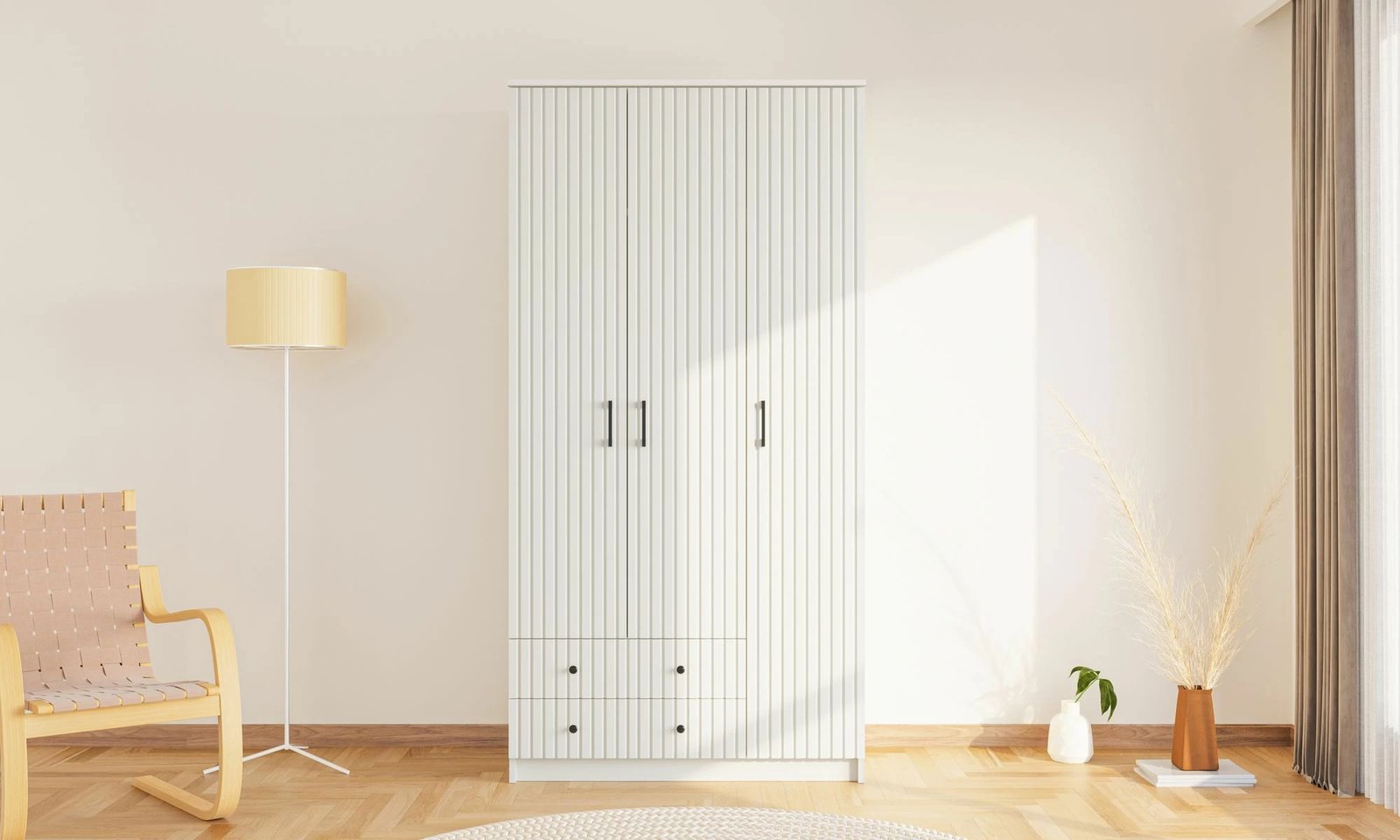 Dollap rrobash, ngjyrë e bardhë mat, Skye Decor, RB-185