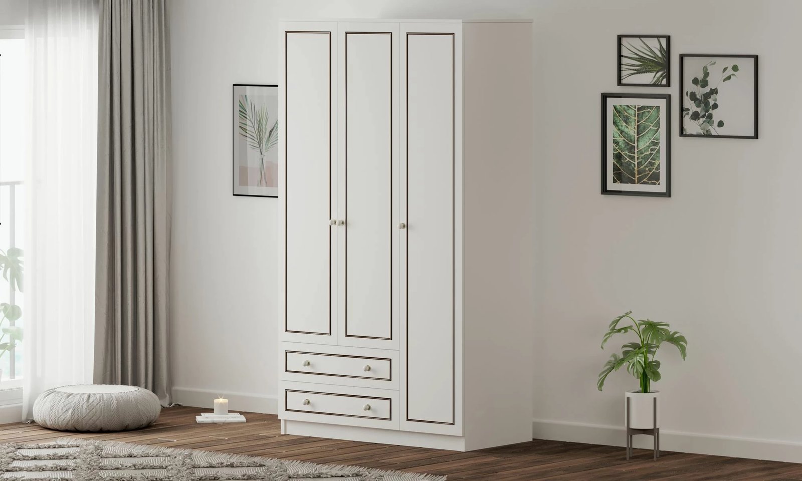 Dollap Skye Decor, RB-093-01, ngjyrë e bardhë mat, 105x180x52 cm