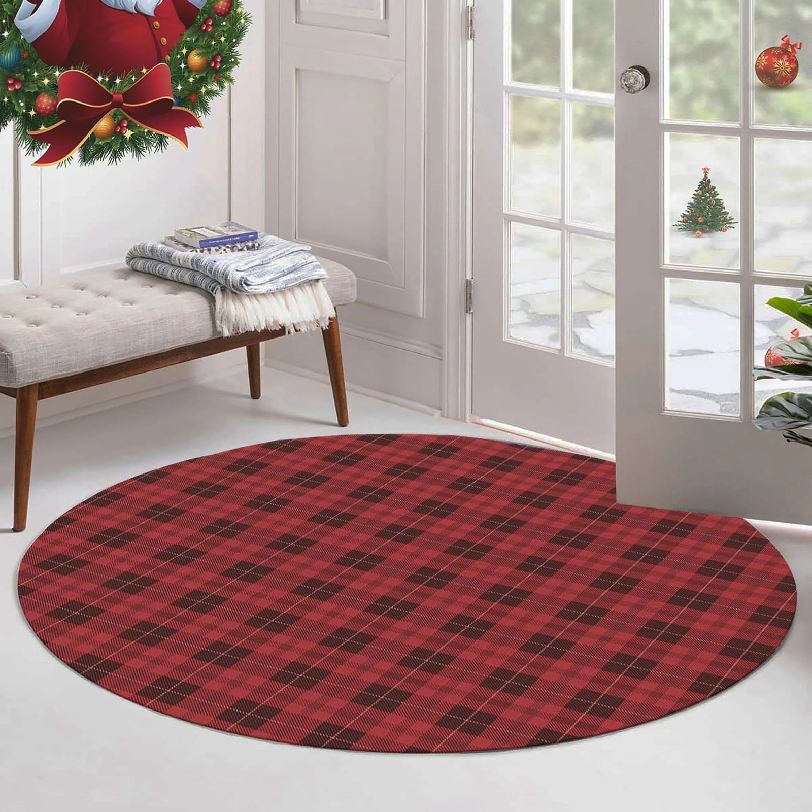 Qilim i rrumbullakët, ngjyrë e kuqe dhe e zezë, Conceptum Hypnose, Woopamuk460, 80cm