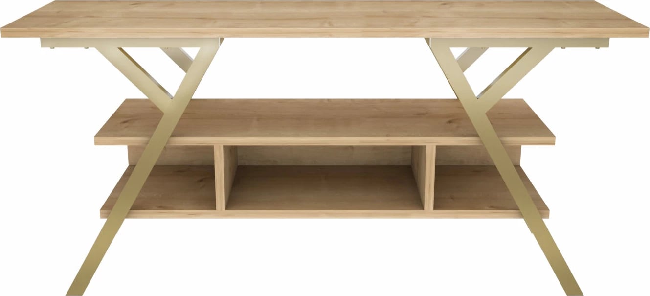 Komodinë për TV Skye Decor, ngjyrë ari, lis, Minerva