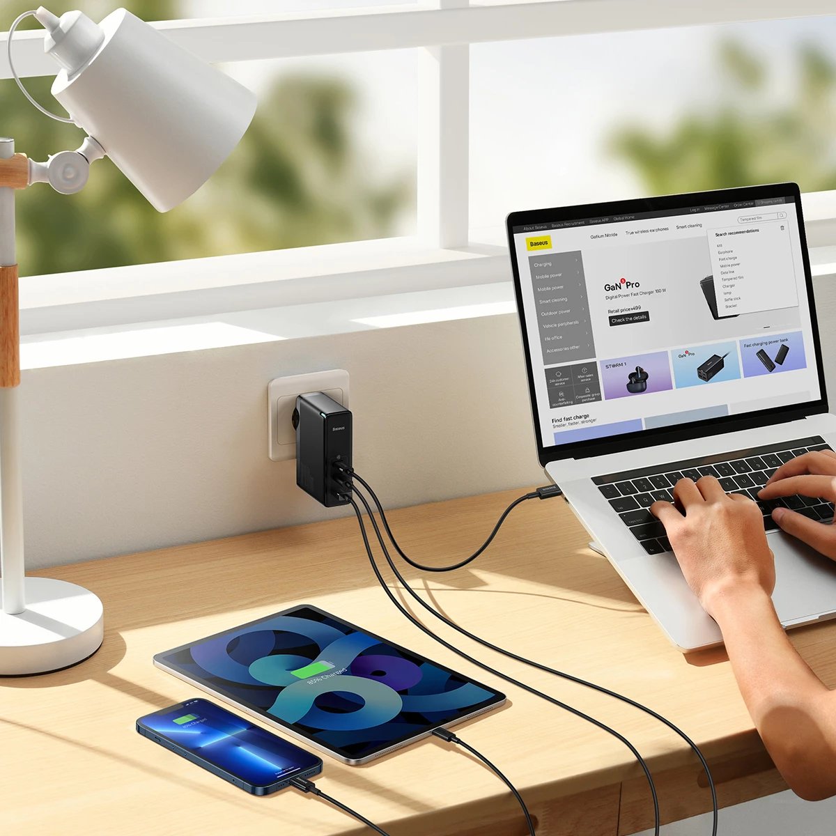 Karikues i shpejtë Baseus GaN5 Pro, 140W, 2x USB-C + USB-A, EU, i zi