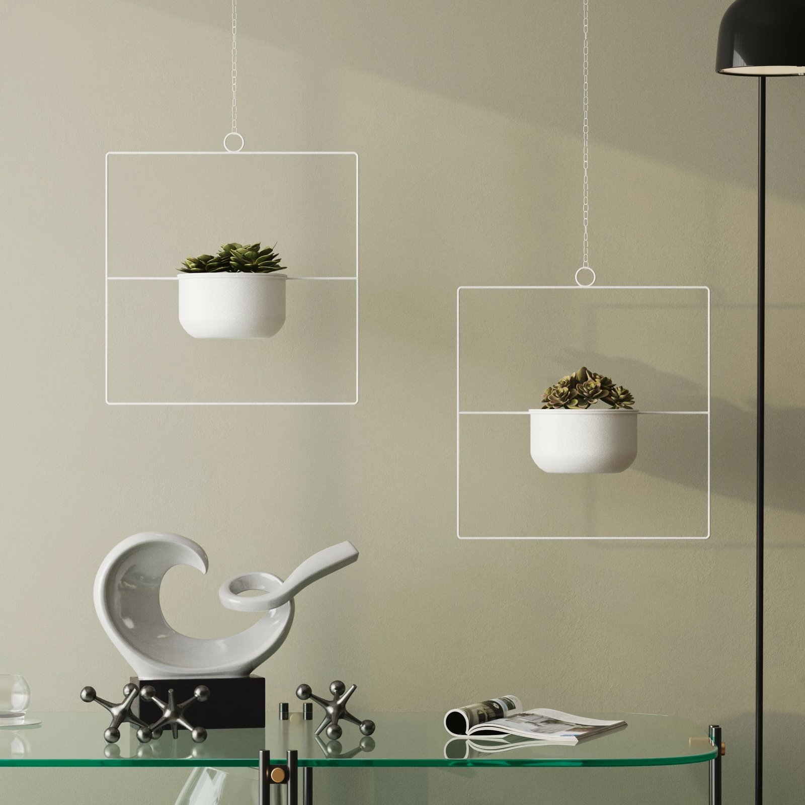 Vazo dekorative varëse, dizajn Aberto, ngjyrë e bardhë