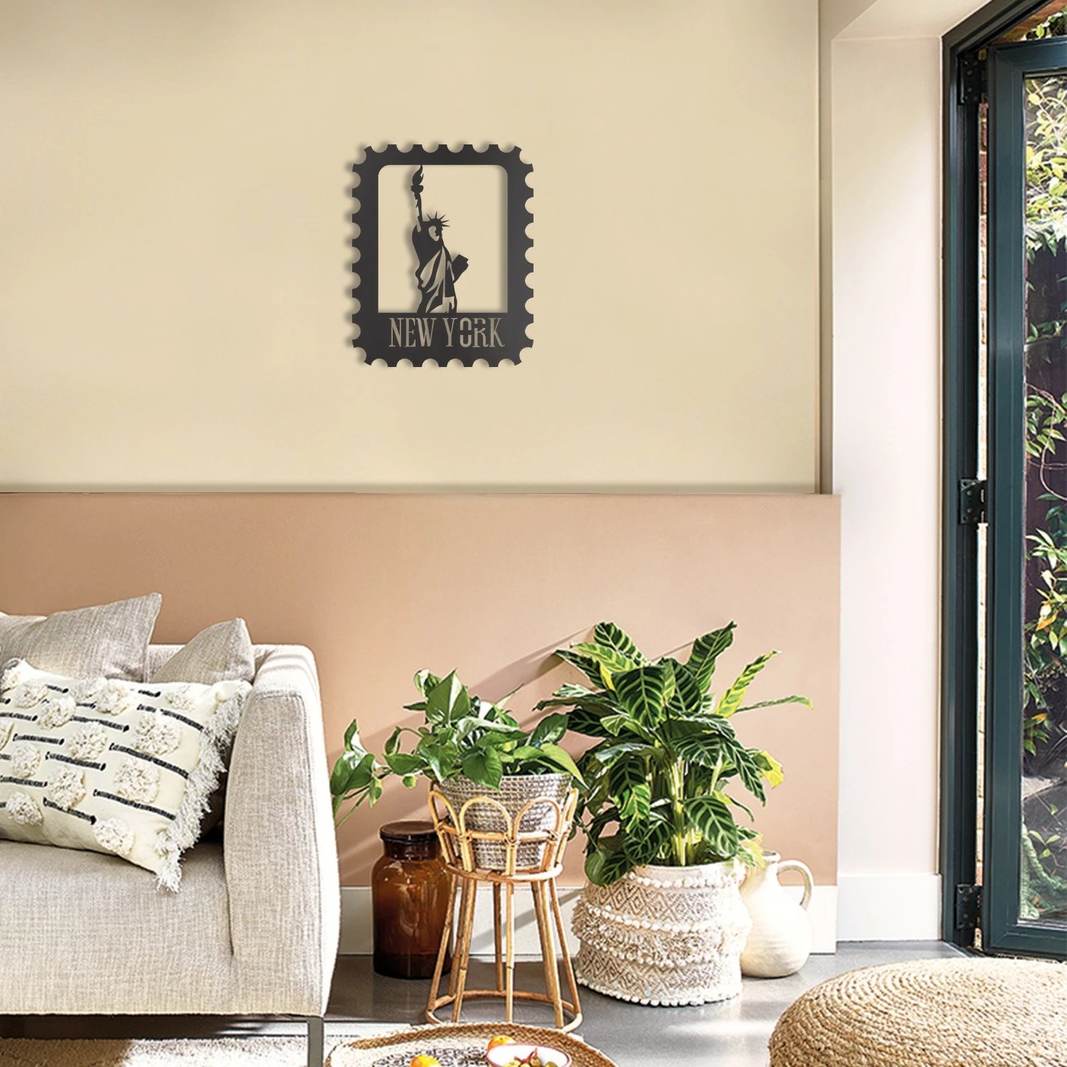 Aksesor dekorativ metalik për mur, Wallity, pullë New York