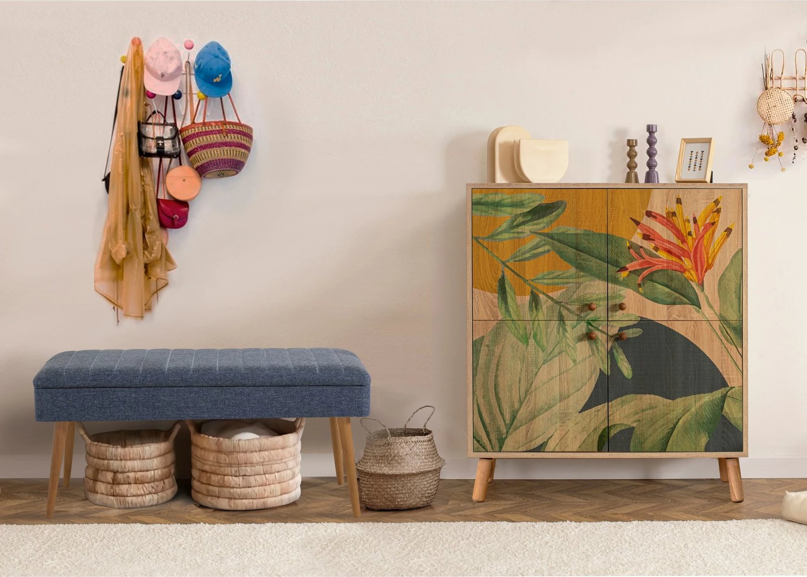 Set mobiljesh për korridor, Sonomo dhe ngjyrë kaltër e errët, Skye Decor, Multilux - 1048