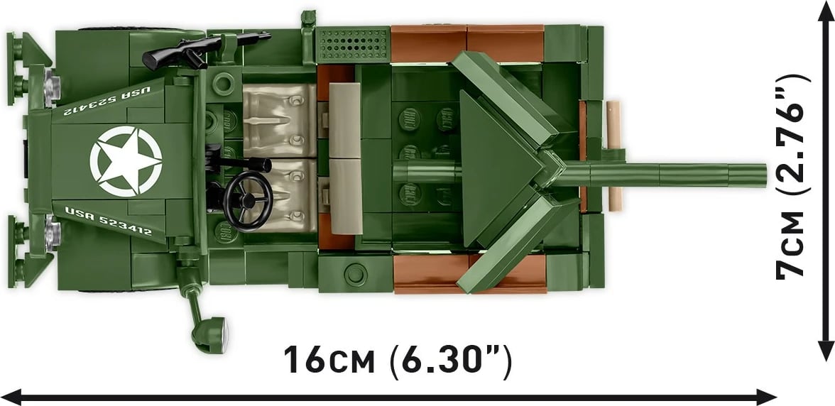Set lodrash ndërtimi Cobi Klocki 3116, 37mm GMC M6 Fargo, 230 pjesë, Jeshile
