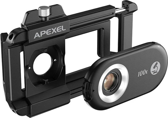Lente për celular APEXEL APL-MS100, 100x, me ndriçim LED dhe UV