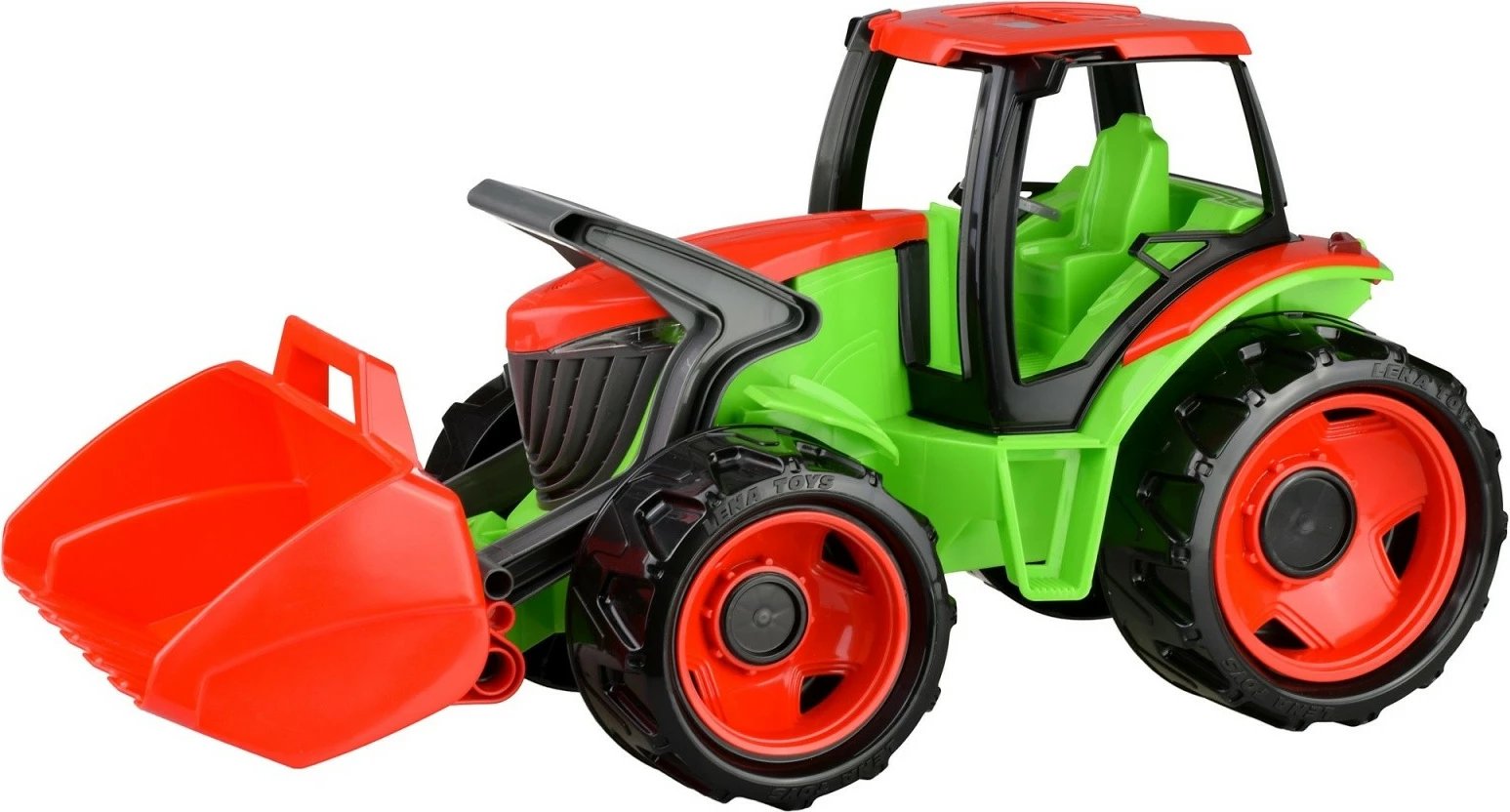 Traktor lodër Lena 62 cm me kovë, plastikë, gjelbër/kuq/zi