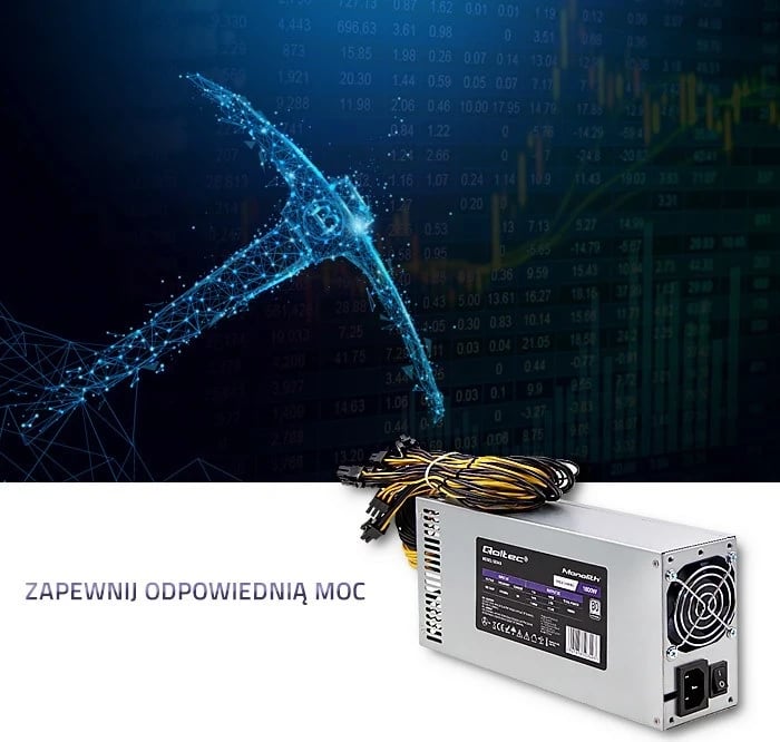 Burimi i Energjisë Qoltec 50349 PCI-E 1800W, 80 Plus Platinum për Lojëra dhe Miniera