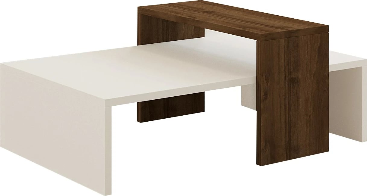 Tavolinë kafeje Hanah Home, Glow, e bardhë dhe arre