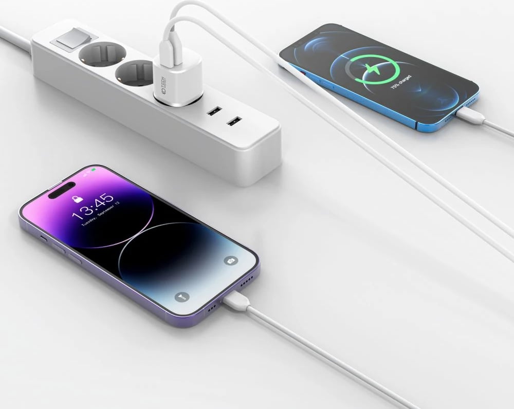 Karikues rrjeti Tech-Protect C20W, 20W, 2 porta USB-C PD & USB-A QC 3.0, i zi