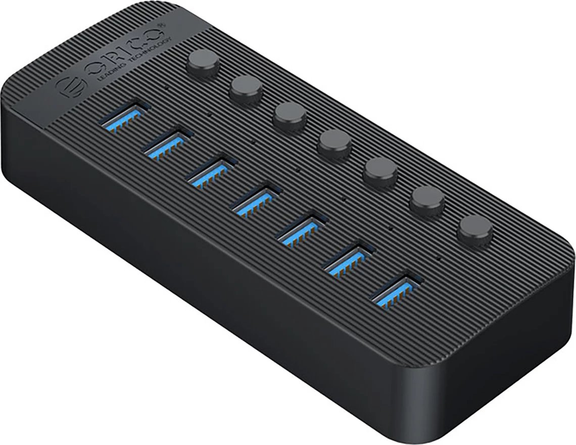 Kasë Orico CT2U3-7AB, 7x USB-A 3.0 me çelësa, e zezë