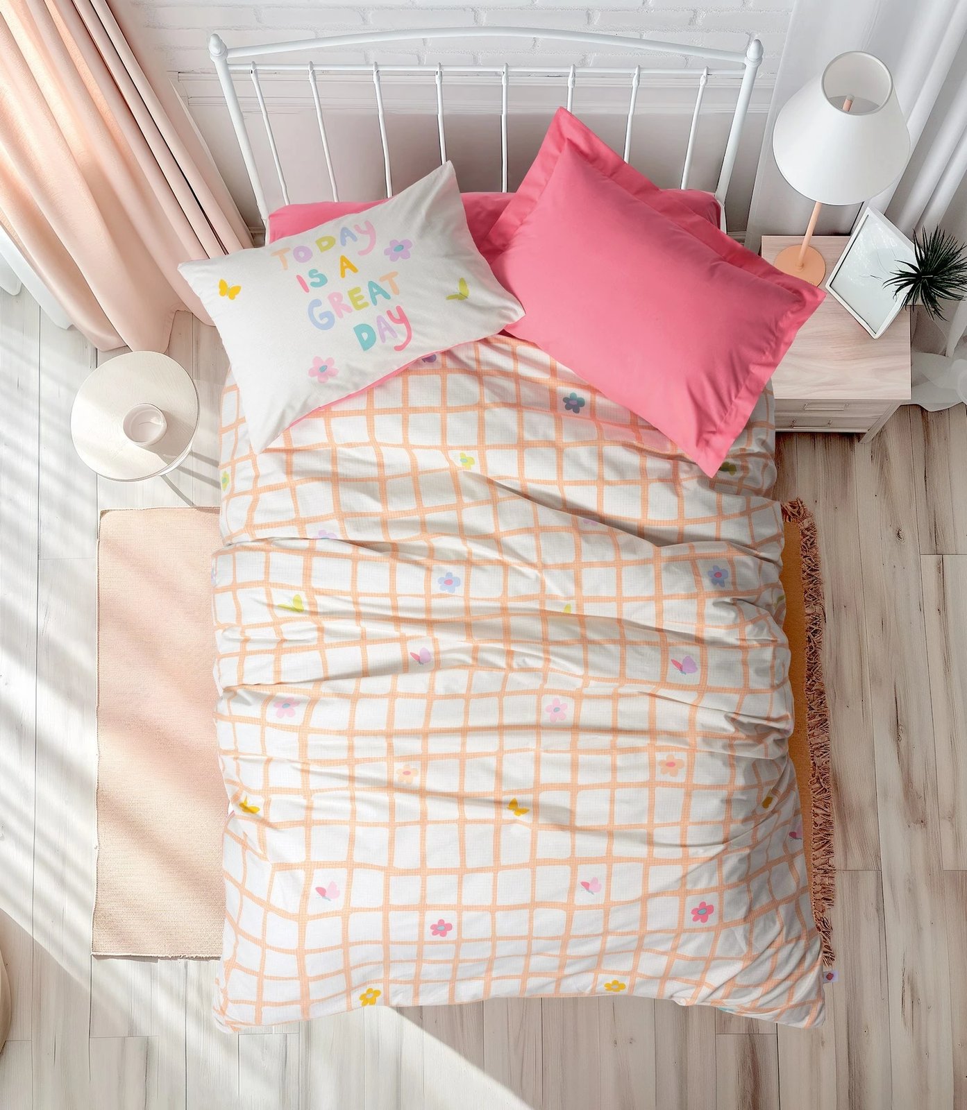 Set mbulesë për jorgan Ranforce Young, Jours, rozë