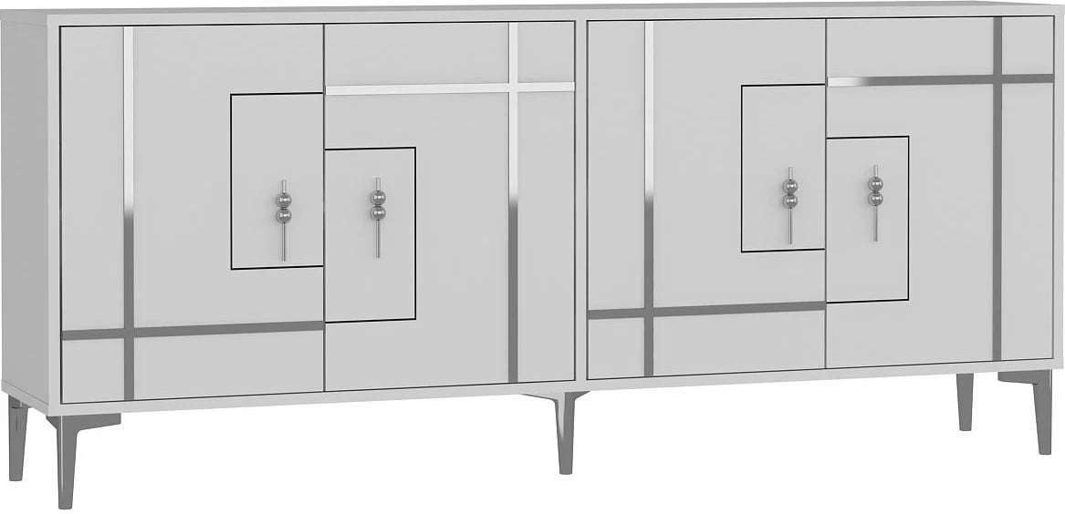 Konsol Skye Decor, e bardhë, argjend