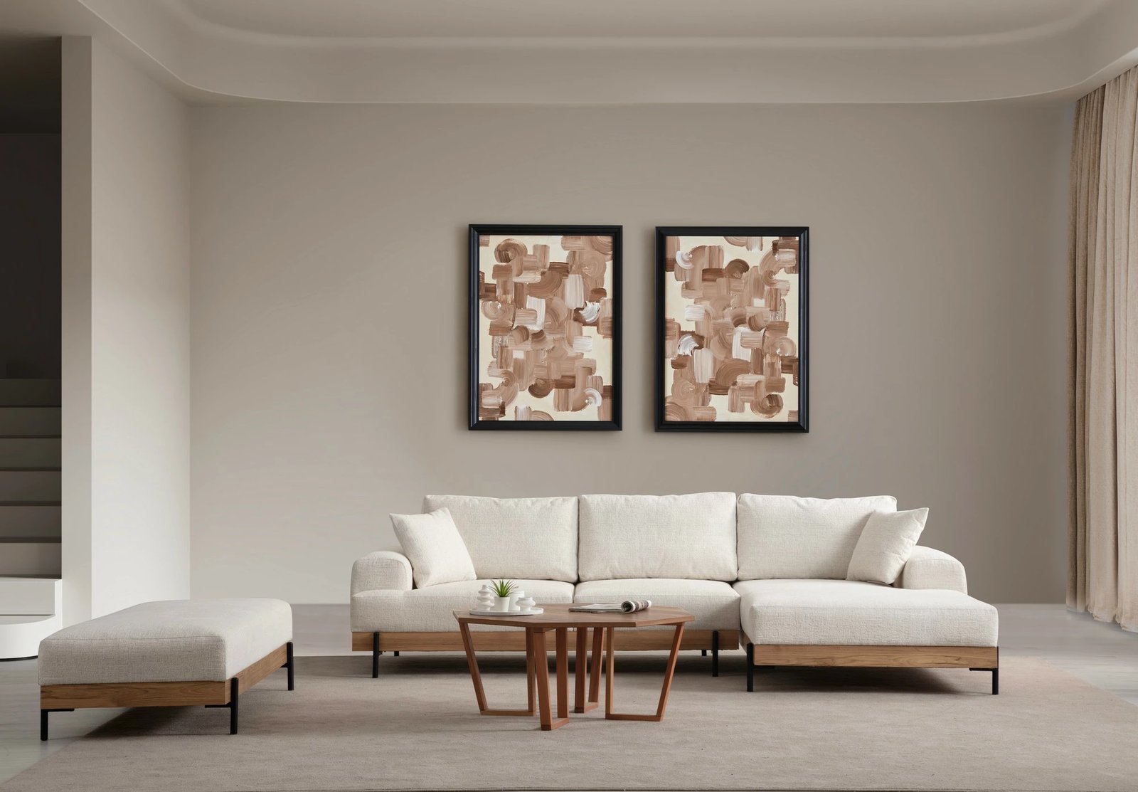 Këndare Atelier del Sofa, Eti Oak, e bardhë, kënd i djathtë