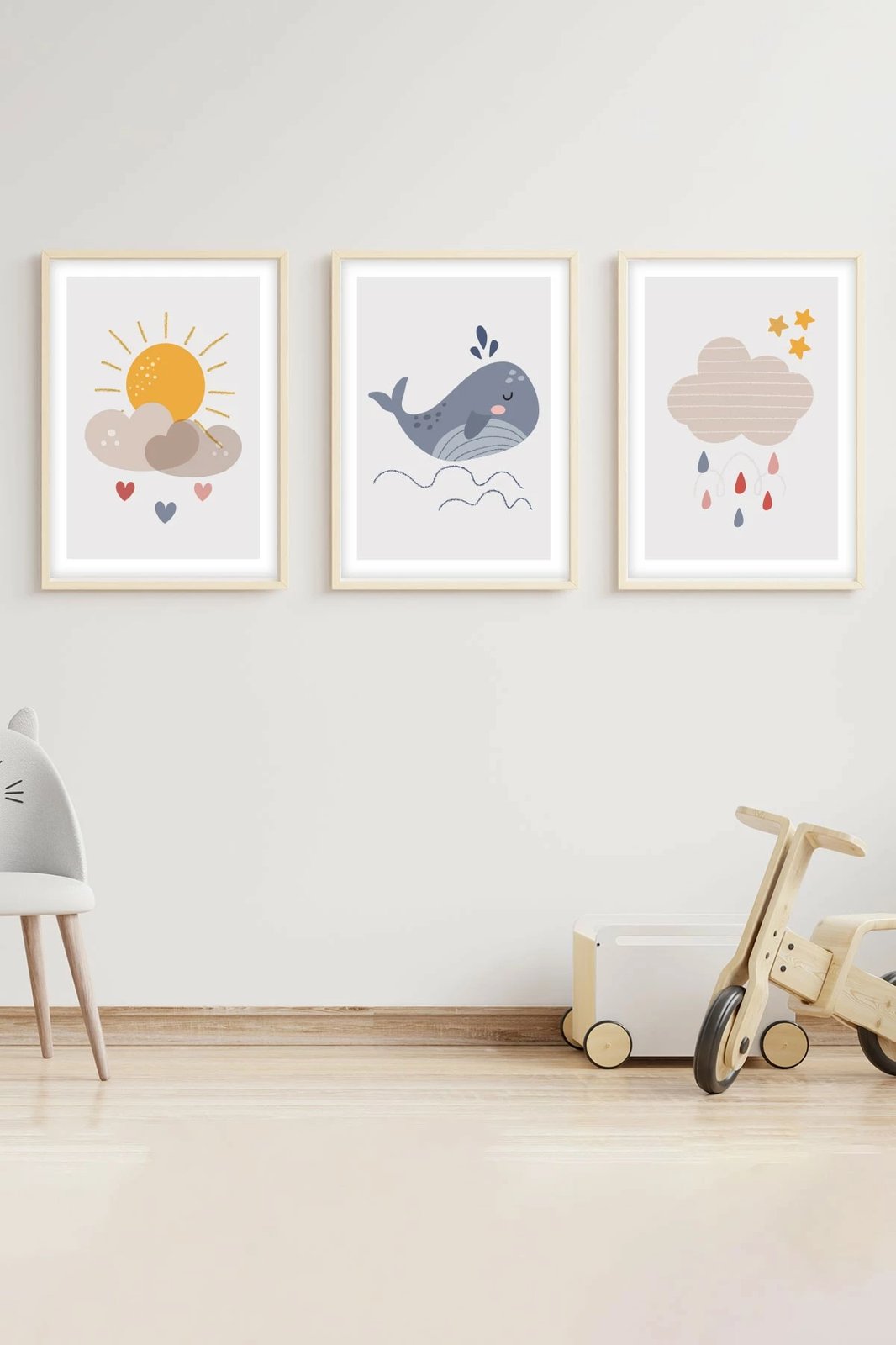 Pikturë dekorative me kornizë MDF (3 copë), Wallity, Huhu152, 20x30cm