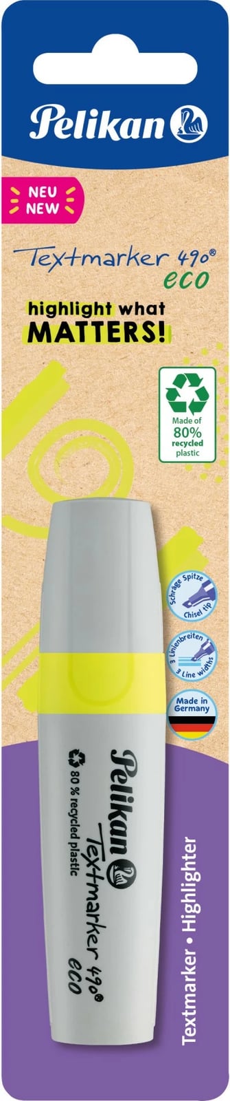 Marker tekstesh Pelikan Textmarker 490 eco, 1 copë, verdhë