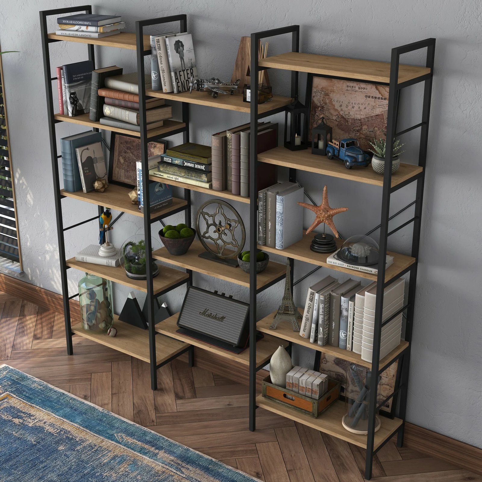 Raft librash Skye Decor, ngjyrë arre dhe e zezë, HC107 - 2552